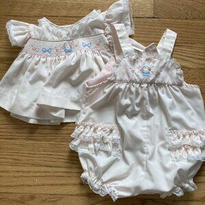 Baby Togs Two Piece Smocked Embroidered Dress